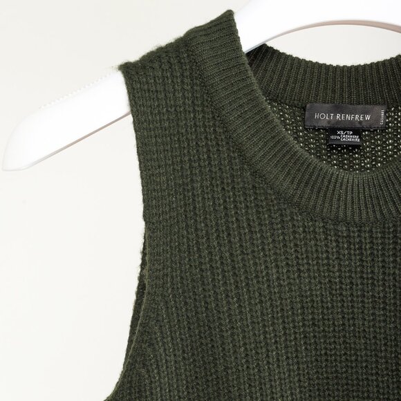 Holt Renfrew Green Cashmere Side-Zipper Sweater Vest - Picture 5 of 9